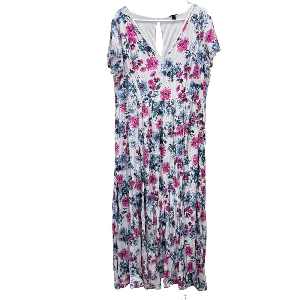 Torrid Colorful Floral Challis Wrap Maxi Dress Feminine Romantic Flowy Size 3X - Picture 4 of 9